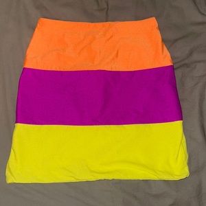 Halloween Neon striped bodycon mini skirt